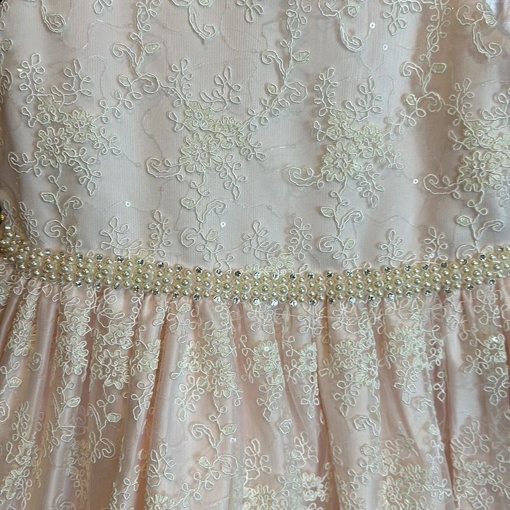 American Princess pink sleeveless with sequins and embroidery dress size 12 NWT